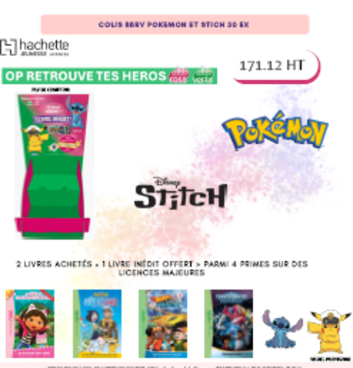 COLIS 30 EX + 10 GRT STITCH ET POKEMON CDL 394